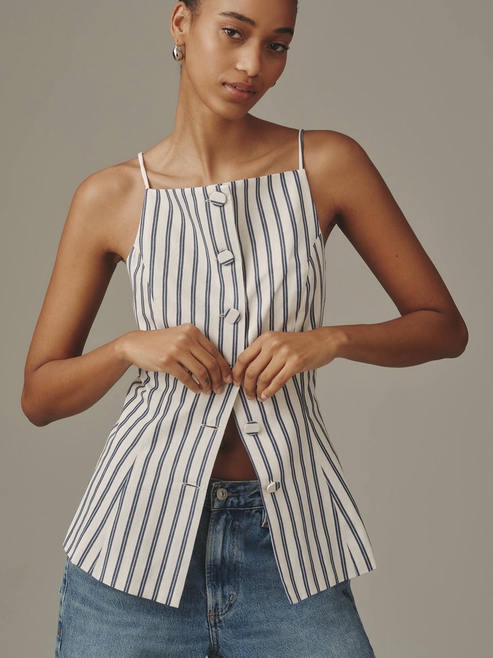 Anthropologie Maeve Buttondown Tank Top